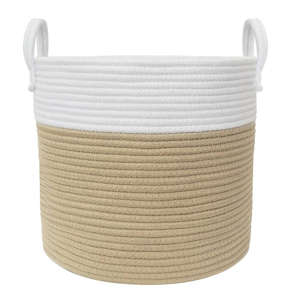 Medium Cotton Rope Hamper - Natural/White