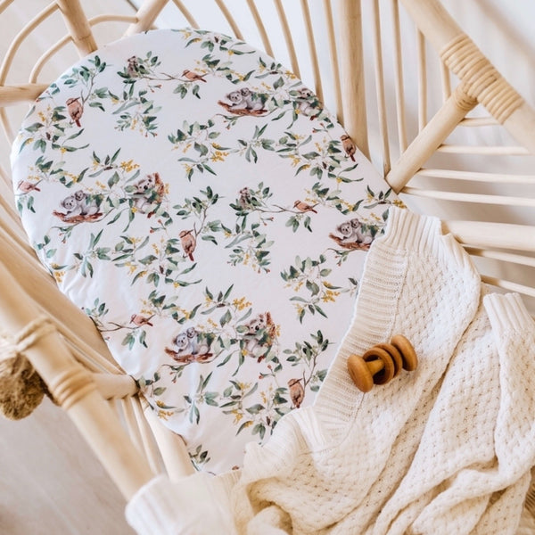 Snuggle Hunny Kids - Bassinet Sheet/Change Mat Cover Eucalypt