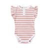 Snuggle Hunny Kids - Rose Stripe Organic Frill Bodysuit