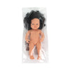 Miniland - 38cm Caucasian Baby Doll Girl Black Hair