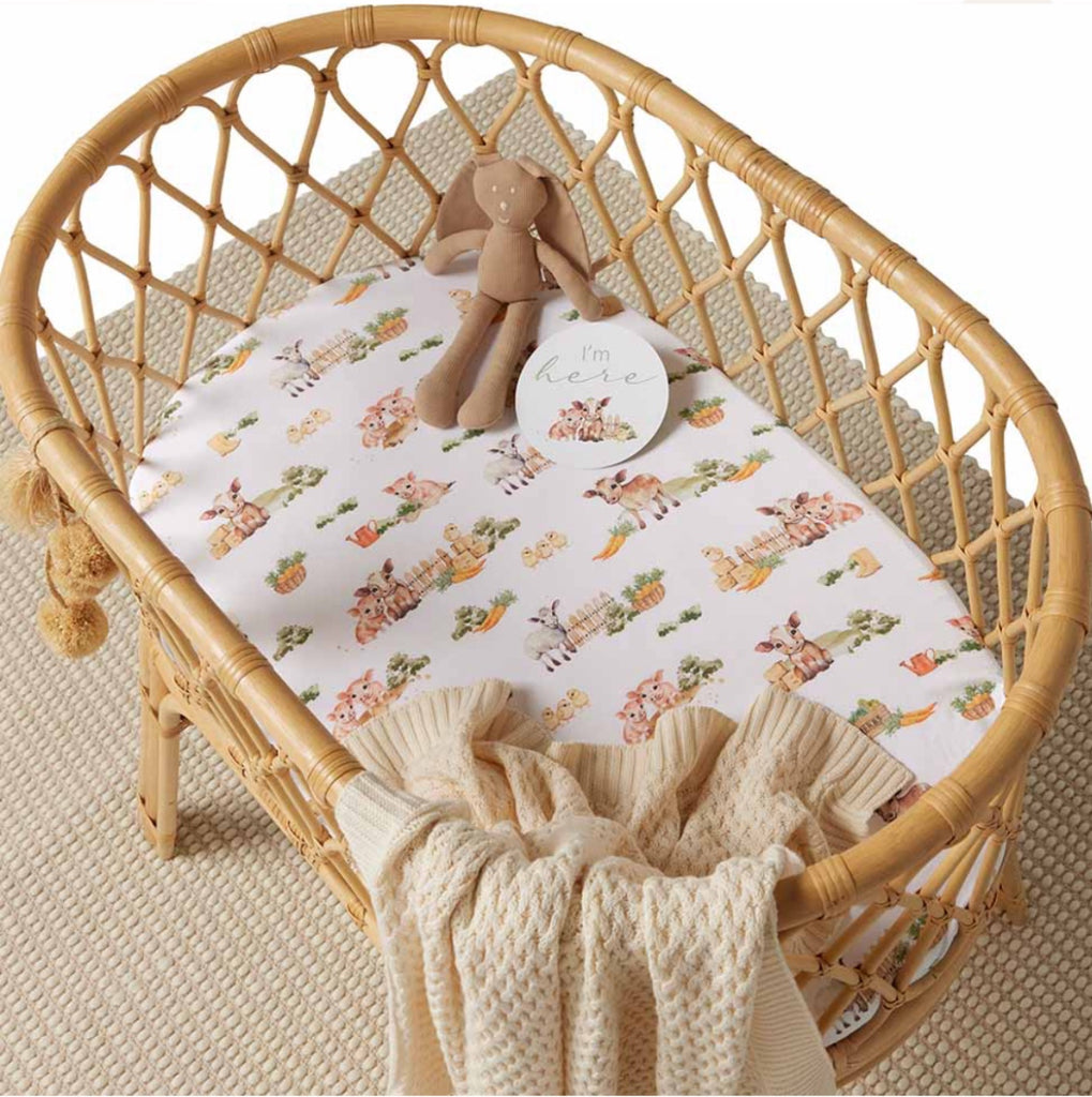 Snuggle Hunny Kids - Bassinet Sheet/Change Mat Cover Farm