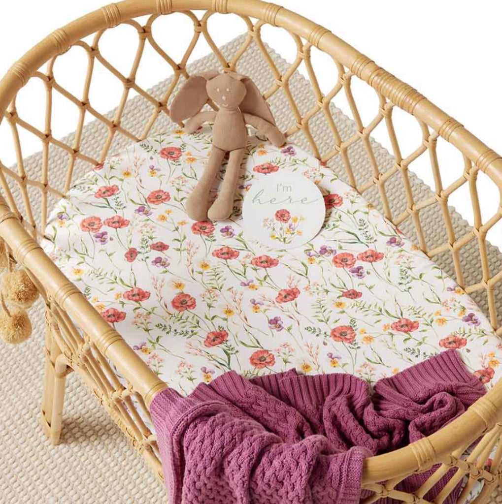 Snuggle Hunny Kids - Bassinet Sheet/Change Mat Cover Meadow