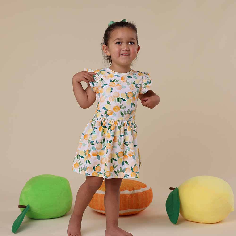 Sunny Citrus Short Sleeve Organic Dress