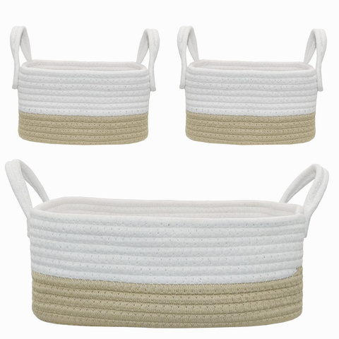 Cotton Rope 3pc Storage Set - Natural/White