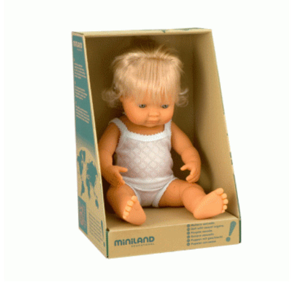 Miniland - 38cm Caucasian Baby Doll Girl - Rourke & Henry Kids Boutique