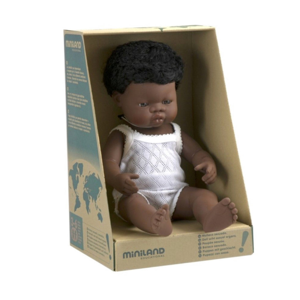 Miniland - 38cm African Baby Doll Boy - Rourke & Henry Kids Boutique