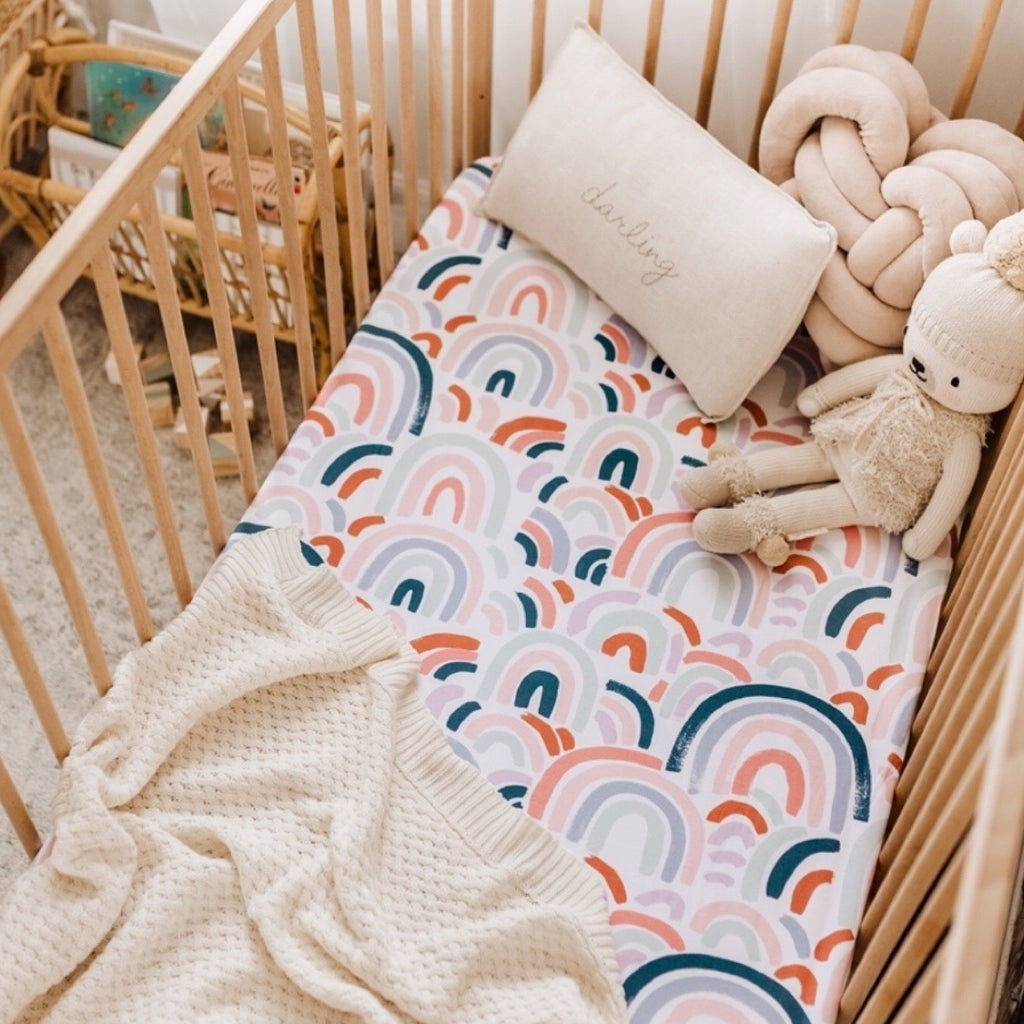 Snuggle Hunny Kids - Fitted Cot Sheet Rainbow Baby