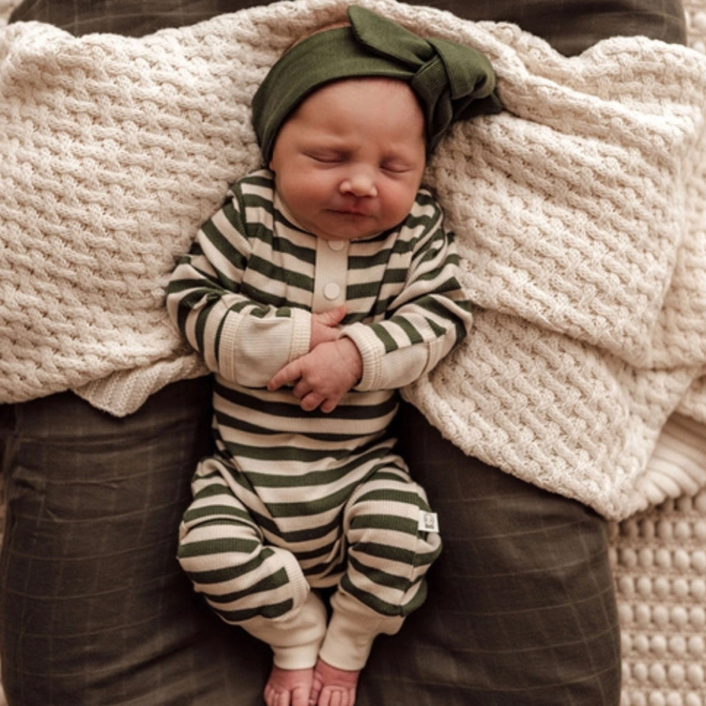 Snuggle Hunny Kids - Growsuit Olive Stripe