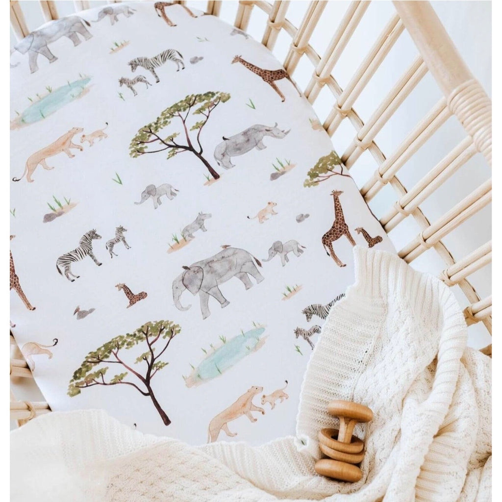 Snuggle Hunny Kids - Bassinet Sheet/Change Mat Cover Safari