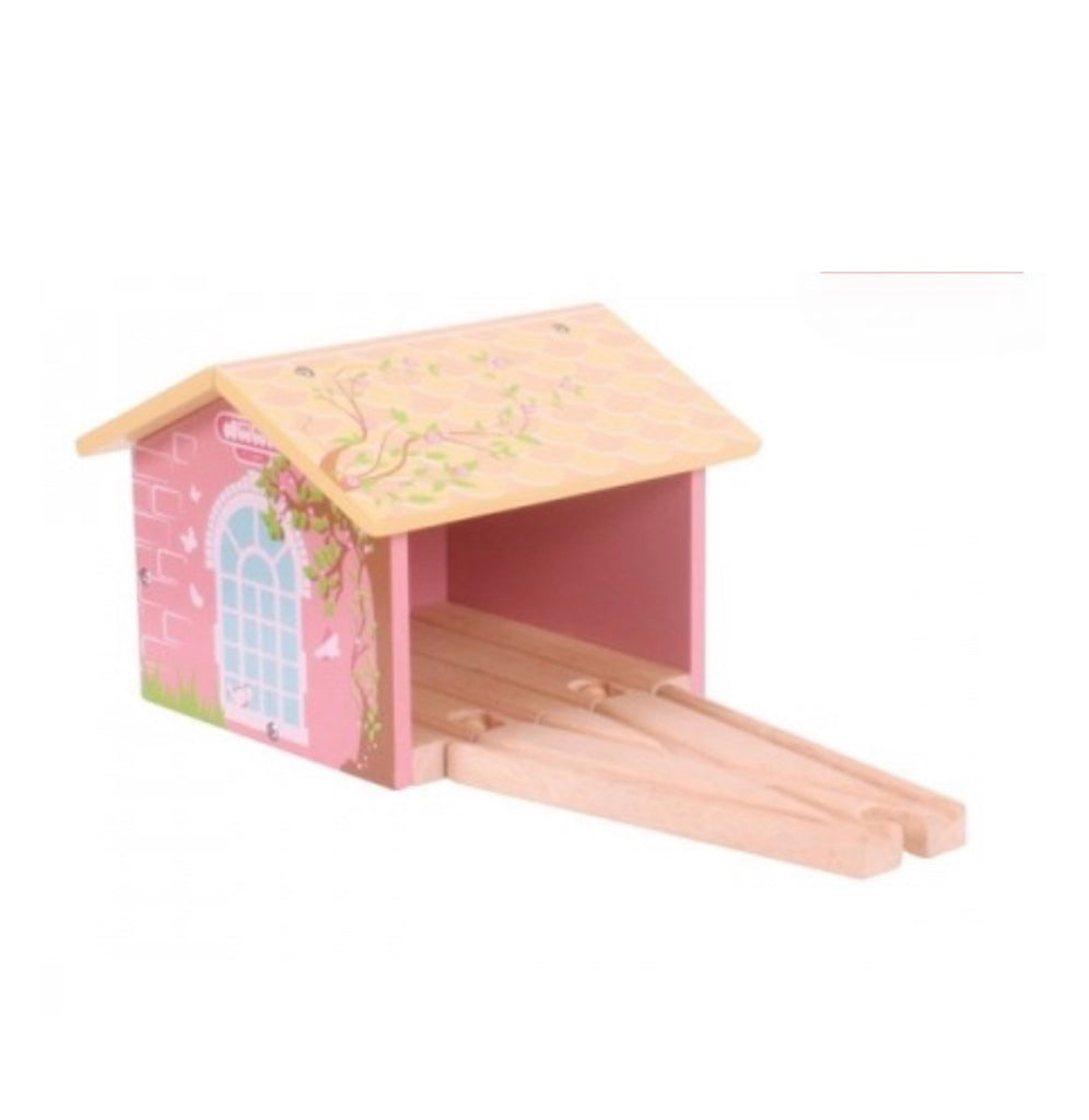 BigJigs Rail - Pink Double Engine Shed