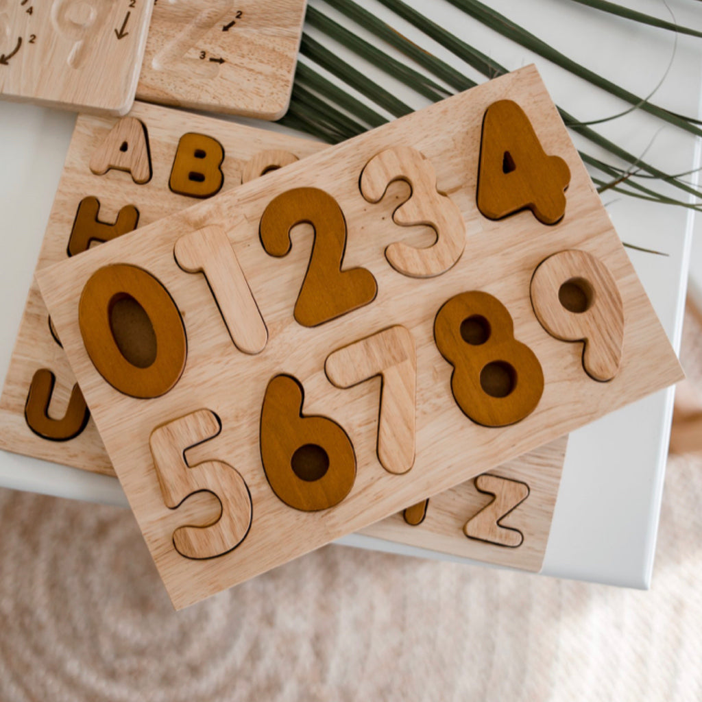 Wooden Natural Tone Number Puzzle