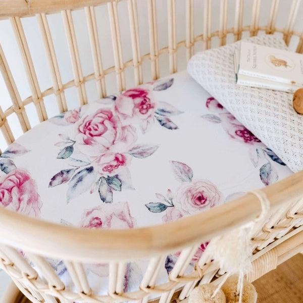 Snuggle Hunny Kids - Bassinet Sheet/Change Mat Cover Lilac Skies