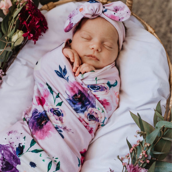Snuggle Hunny Kids - Baby Jersey Wrap Set Floral Kiss