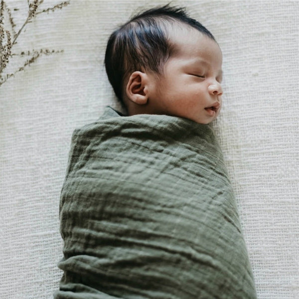 Snuggle Hunny Kids - Organic Muslin Wrap Dusty Olive